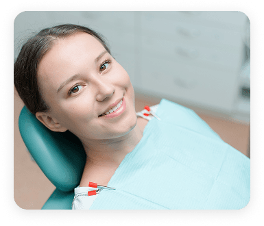 Patient reclining in a dental chair