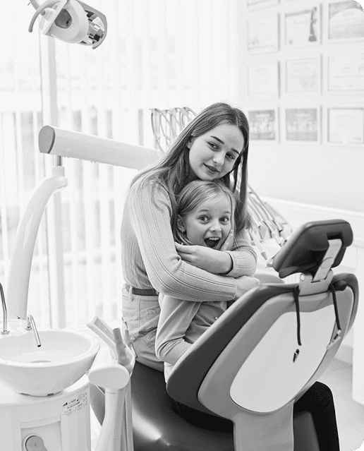 Child and parent in a family-friendly dental space